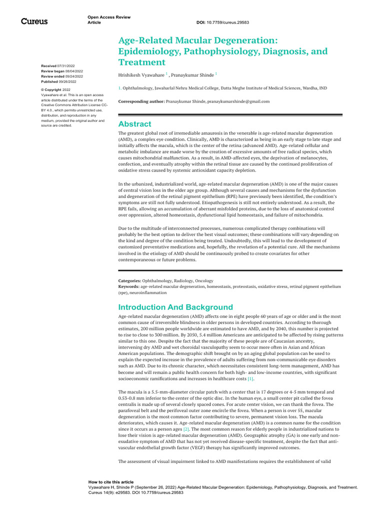 Age-Related Macular Degeneration Epidemiology Path | PDF | Medical ...