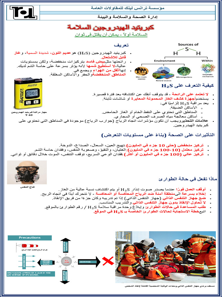H2S Safety Poster Arabic | PDF