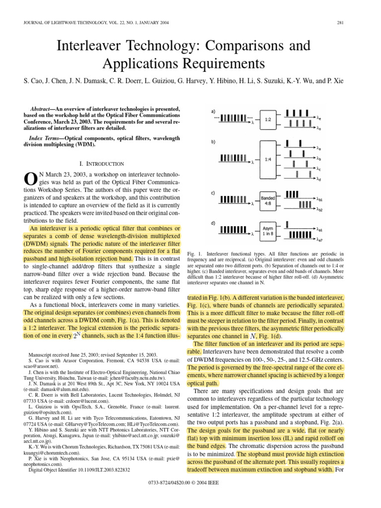 Interleaver Technologies Overview and Applications | PDF | Filter ...