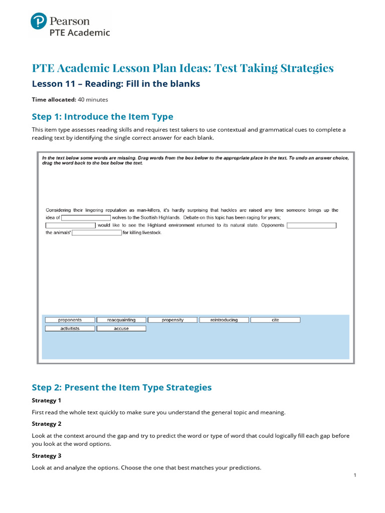 PTE Academic Reading Strategies Guide | PDF | Word | Verb