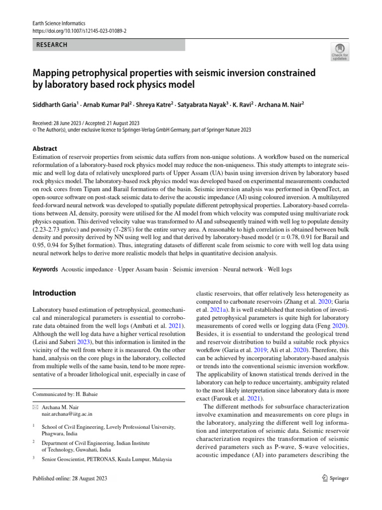 Seismic Inversion for Reservoir Mapping | PDF | Inverse Problem