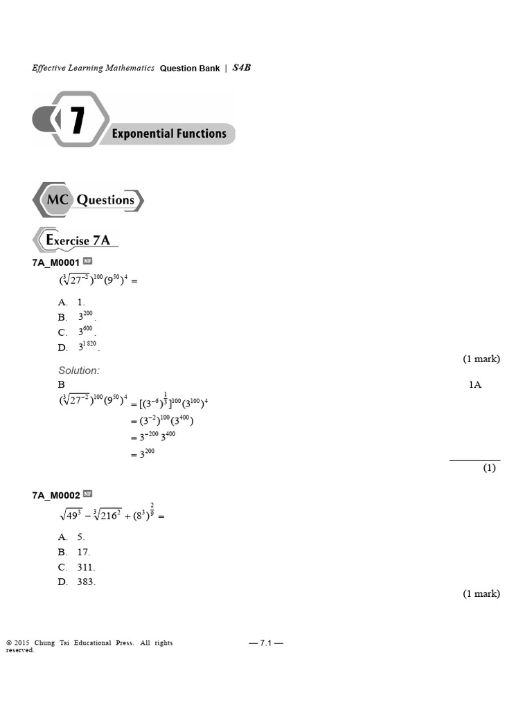 Mathematics Question Bank for S4B | PDF | Mathematics | Elementary ...