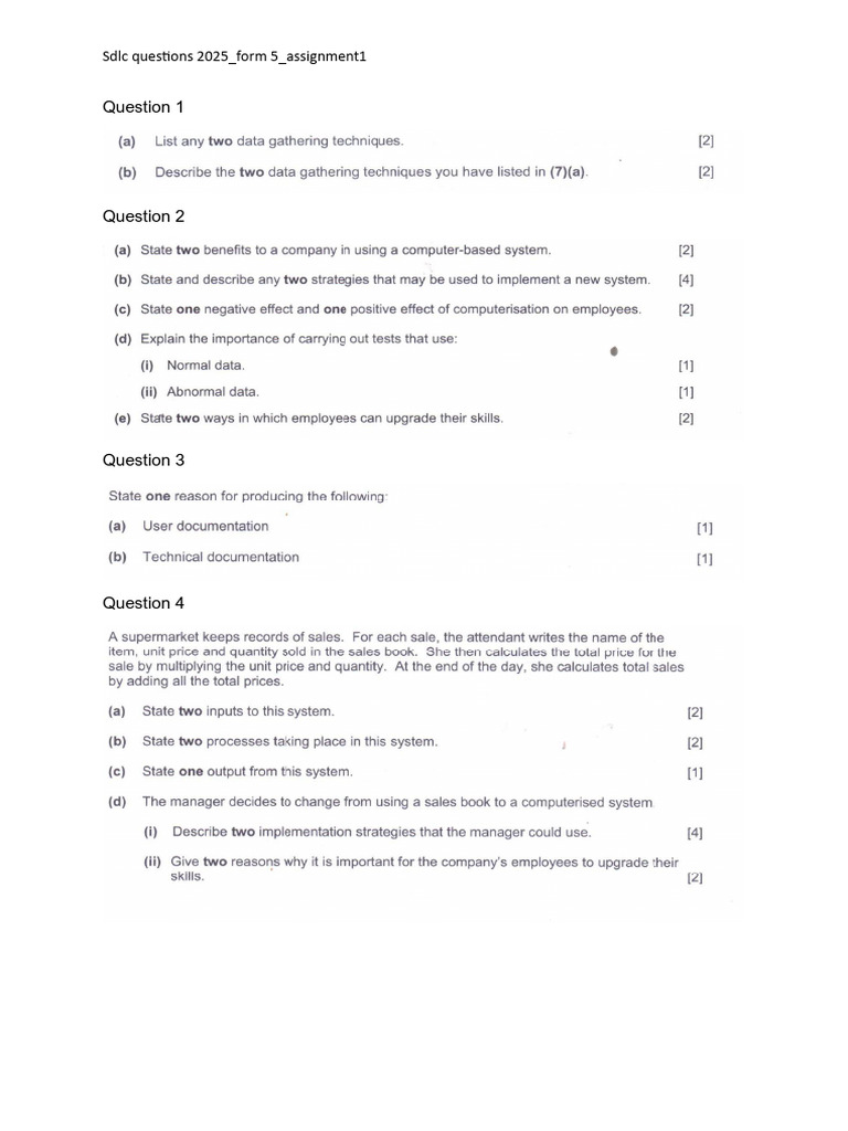 SDLC Questions for 2025 Assignment | PDF