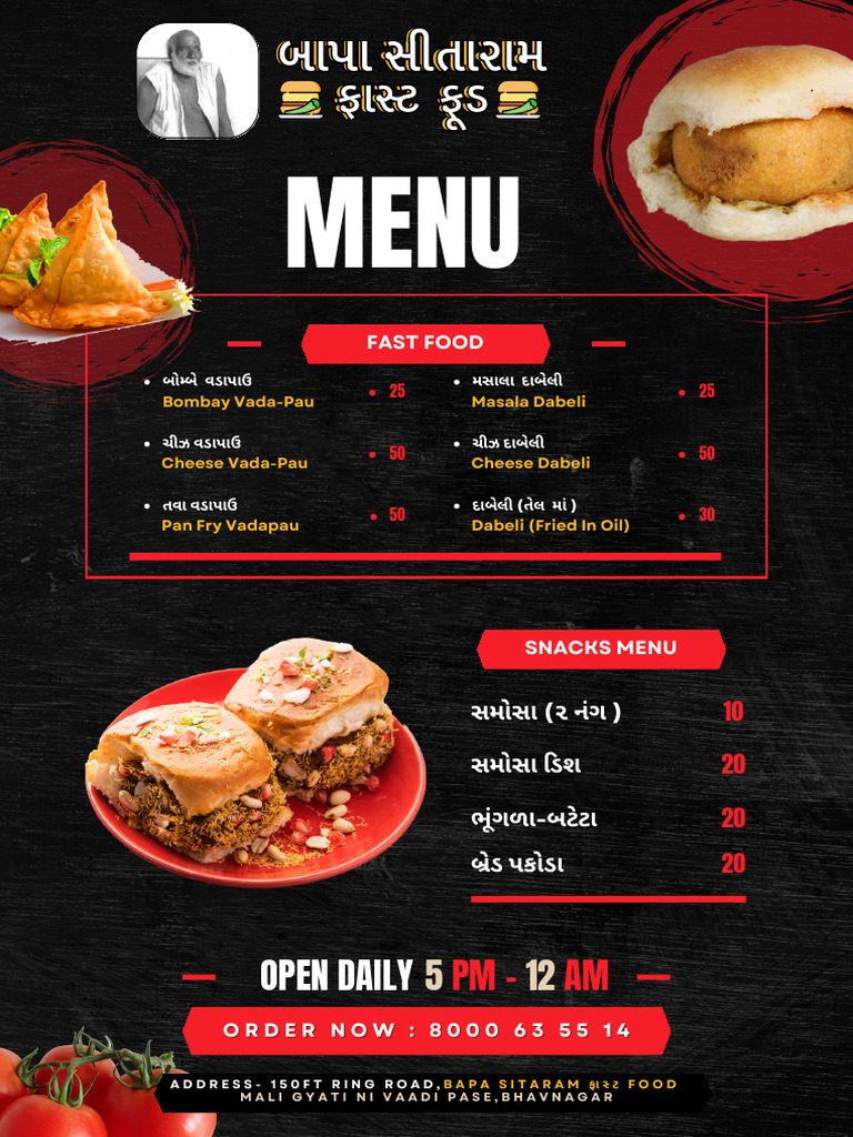 Black and Red Simple Modern Fast Food Menu | PDF