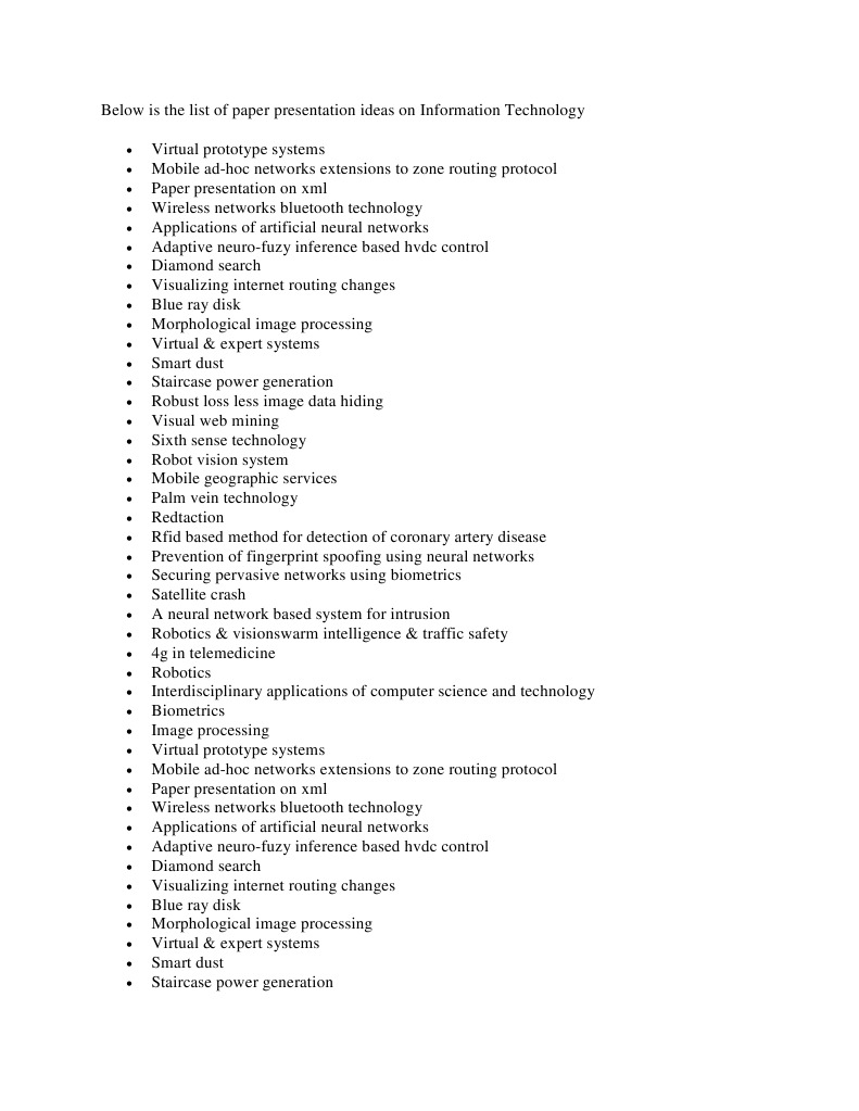 IT Paper Presentation Ideas List | PDF | Biometrics | Mobile Phones