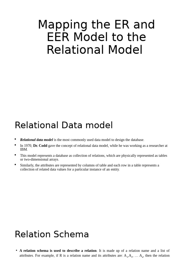 ER and EER to Relational Mapping Guide | PDF | Relational Database ...