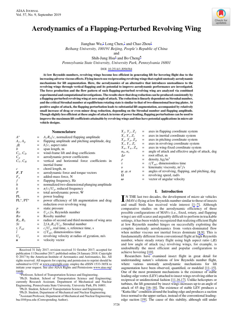 Flapping-Enhanced Revolving Wing Aerodynamics | PDF | Lift (Force ...