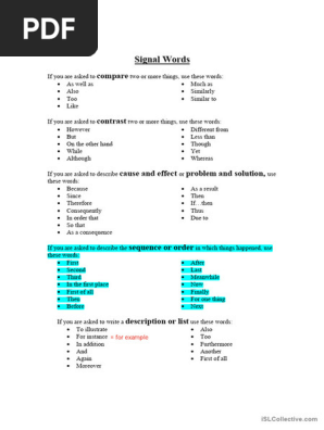 Addition Signal Words
