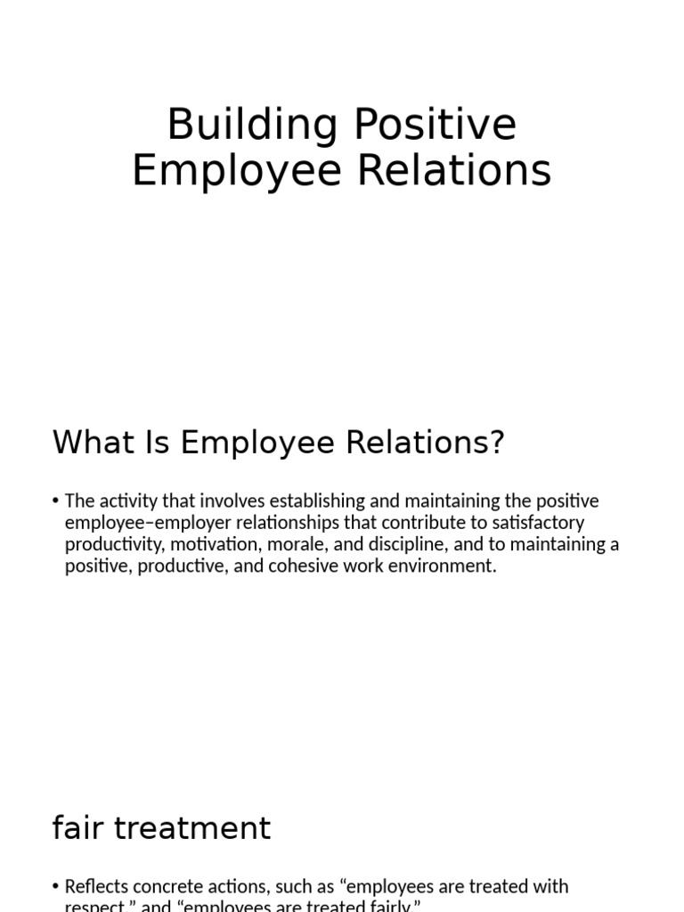 Positive Employee Relations Strategies | PDF