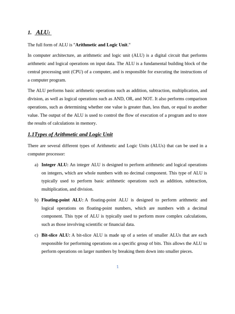Understanding ALU and I/O Devices | PDF | Computer Data Storage ...
