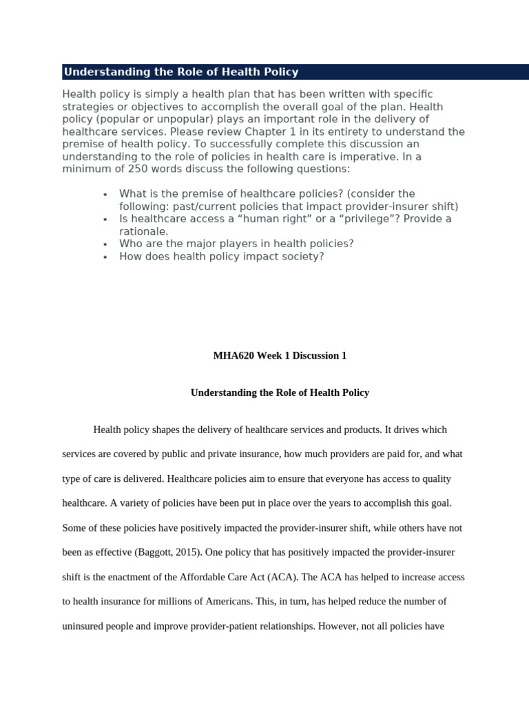 Health Policy: Access and Impact Explained | PDF | Health Policy ...