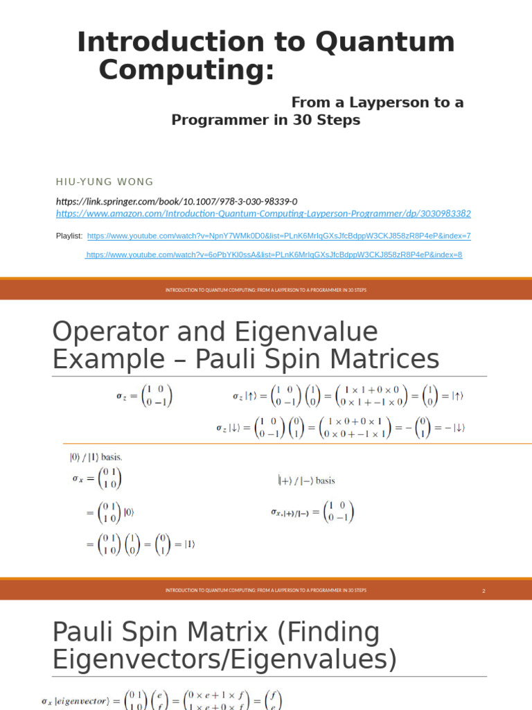 Pauli Matrices: Eigenvalues & Eigenvectors | PDF | Eigenvalues And ...