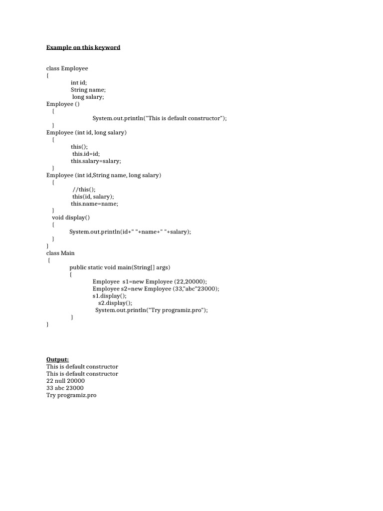 Java Employee Class Example | PDF