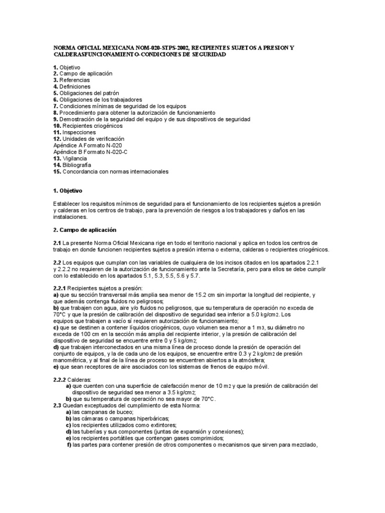 Resumen Nom 020 STPS | PDF | Presión | Calibración