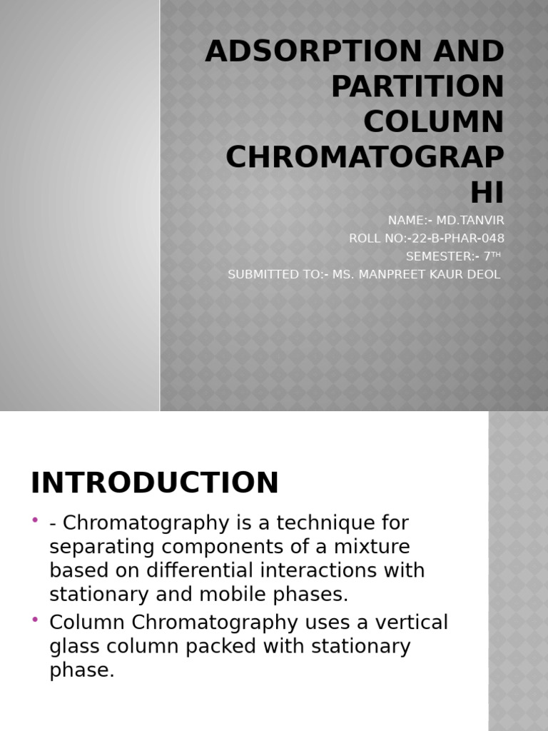 Adsorption and Partition Chromatography | PDF