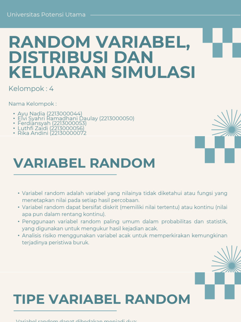 Variabel Random dan Distribusi Probabilitas | PDF