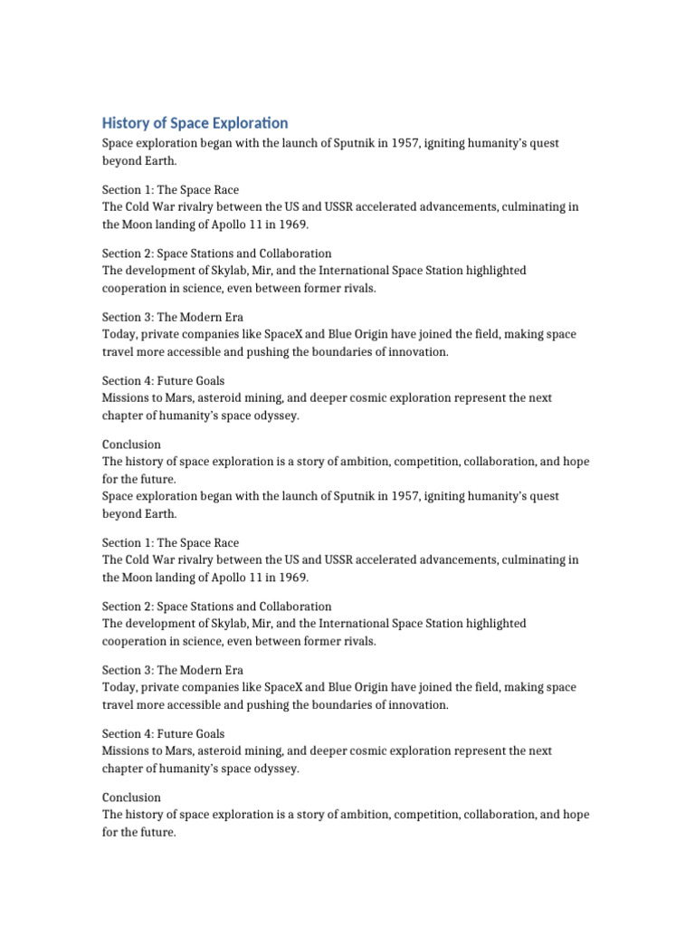 Evolution of Space Exploration History | PDF | Space Exploration ...