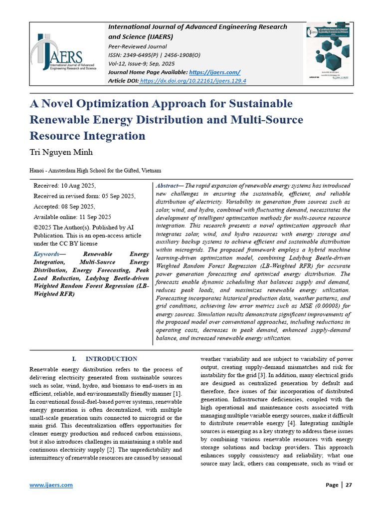 Novel Optimization for Renewable Energy | PDF | Forecasting | Mean ...