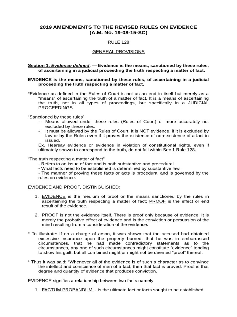 2019 Revised Evidence Rules Overview | PDF | Burden Of Proof (Law ...