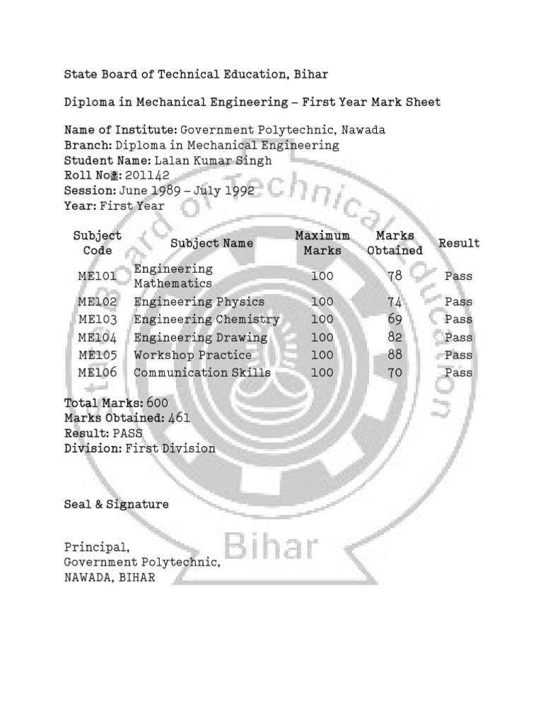Marks Sheet 3 | PDF