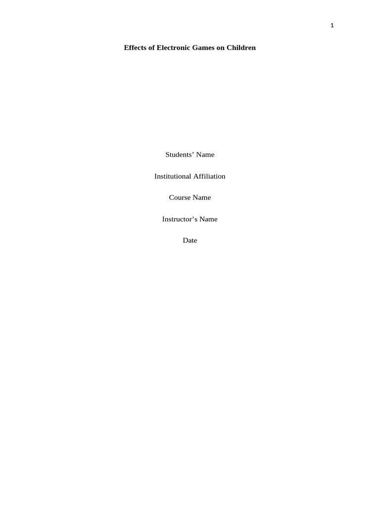 Impact of Video Games on Children | PDF | Video Games | Social Psychology