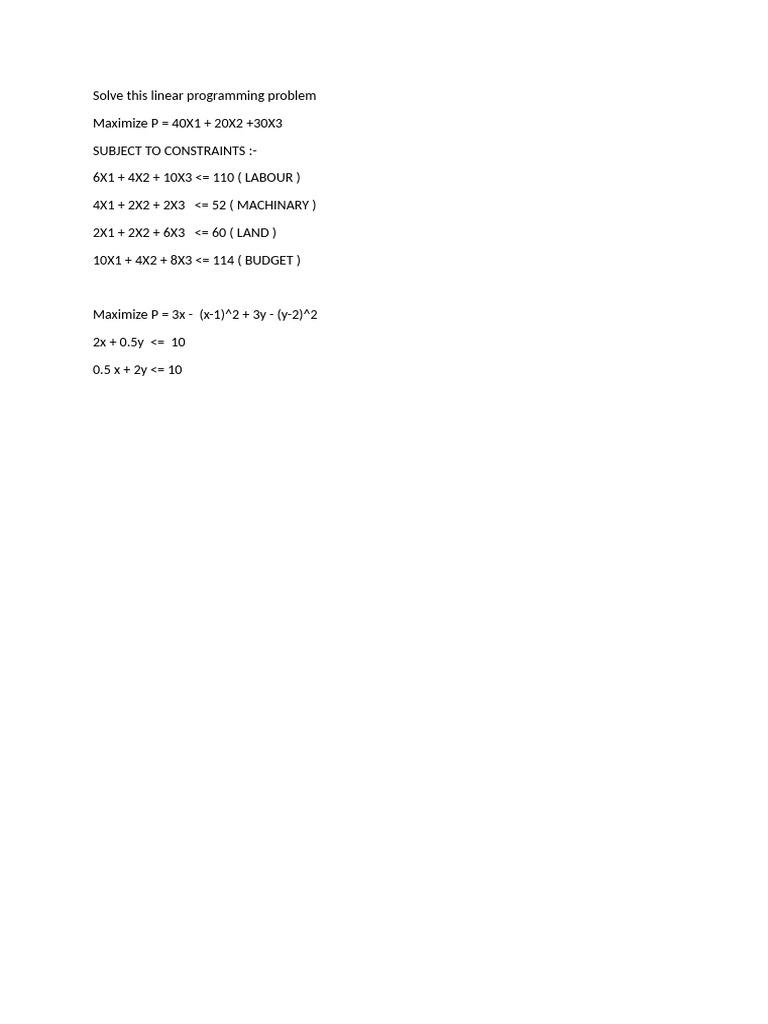 Linear Programming Problem Solutions | PDF