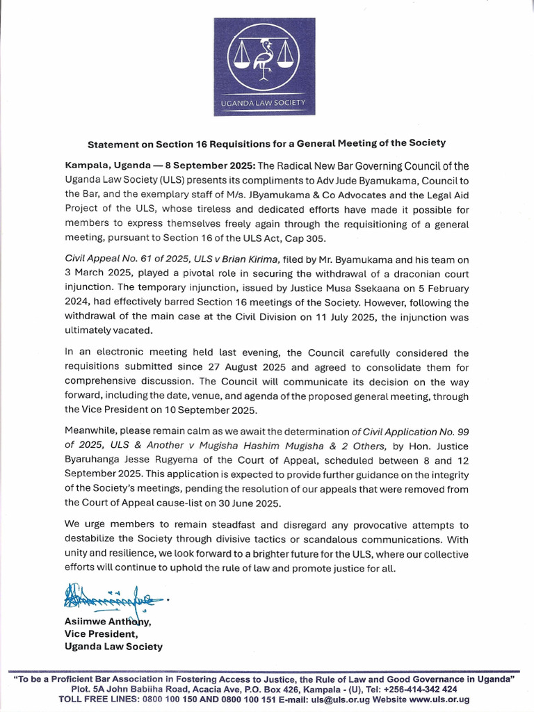 Statement On Section 16 Requisitions For A General Meeting of The ...