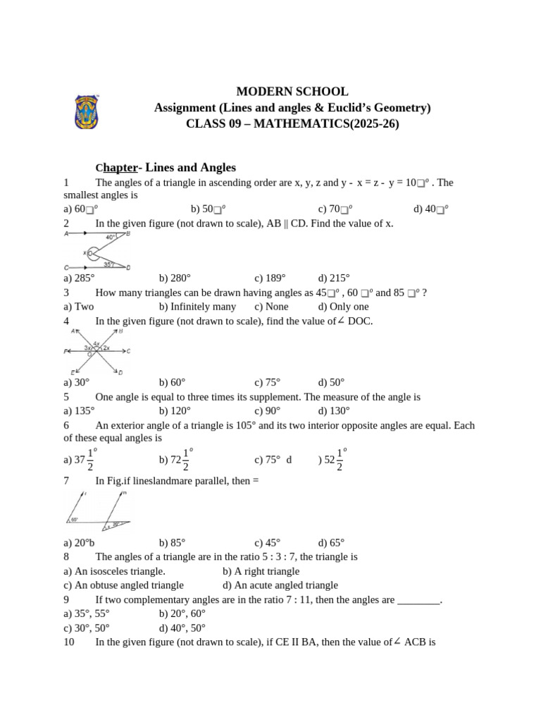 Class 9 Geometry Assignment: Triangles | PDF | Line (Geometry) | Triangle