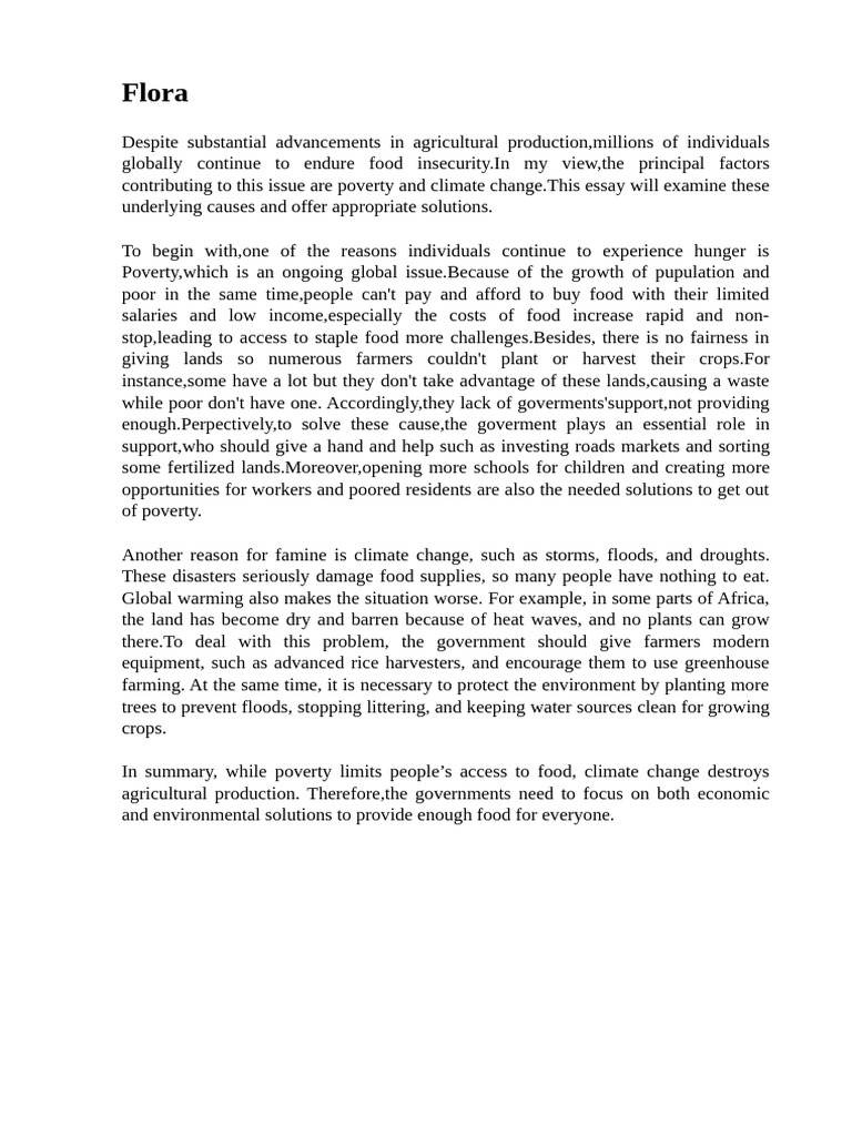 Addressing Food Insecurity Causes | PDF