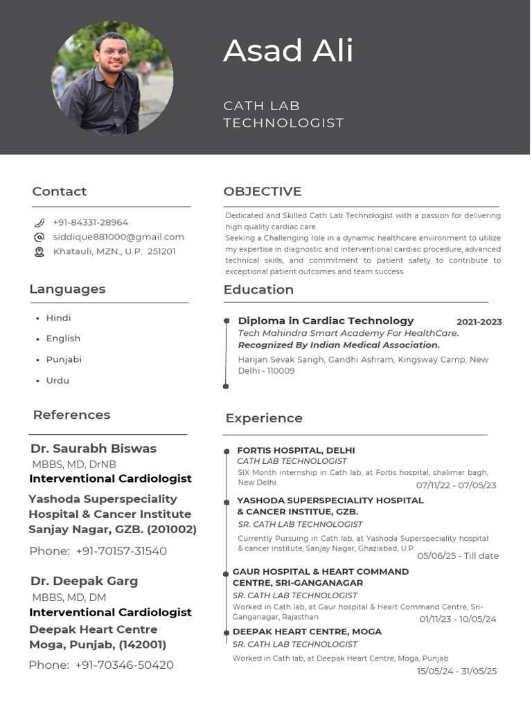 Asad Ali Resume - 250825 - 060551 | PDF | Angiography | Heart