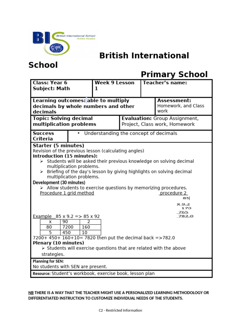 Year 6 Math Lesson Plans: Decimals & Sequences | PDF | Differentiated ...