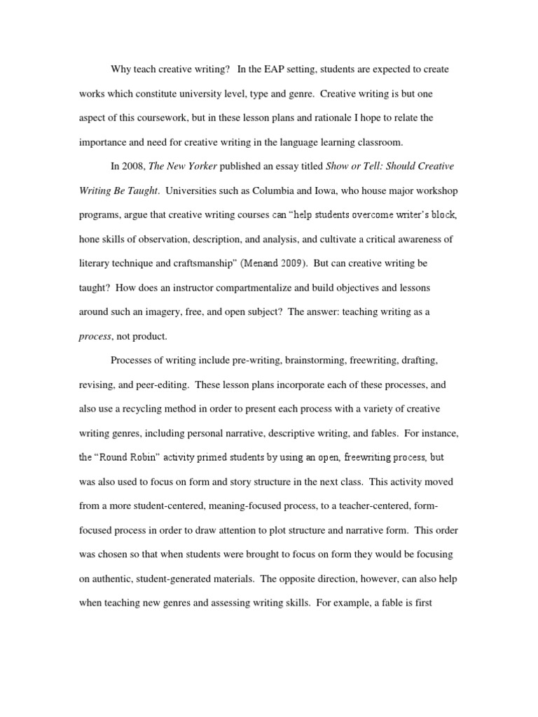 Lesson Plan Rationale Pdf Creative Writing Reading Comprehension
