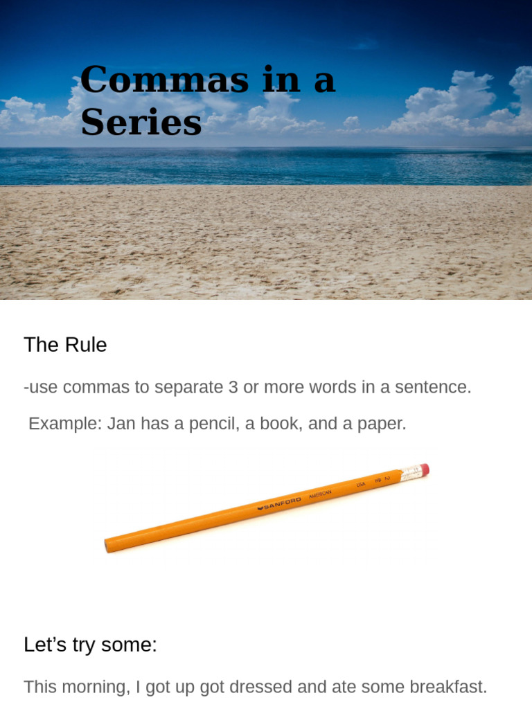 Commas in A Series | PDF