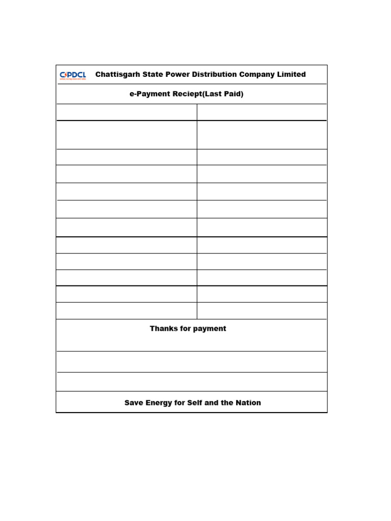 Chhattisgarh Power Bill Payment Receipt | PDF