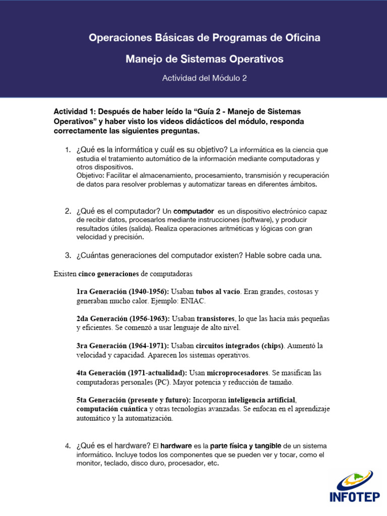 Actividad - Módulo 2 | PDF | Hardware de la computadora | Informática