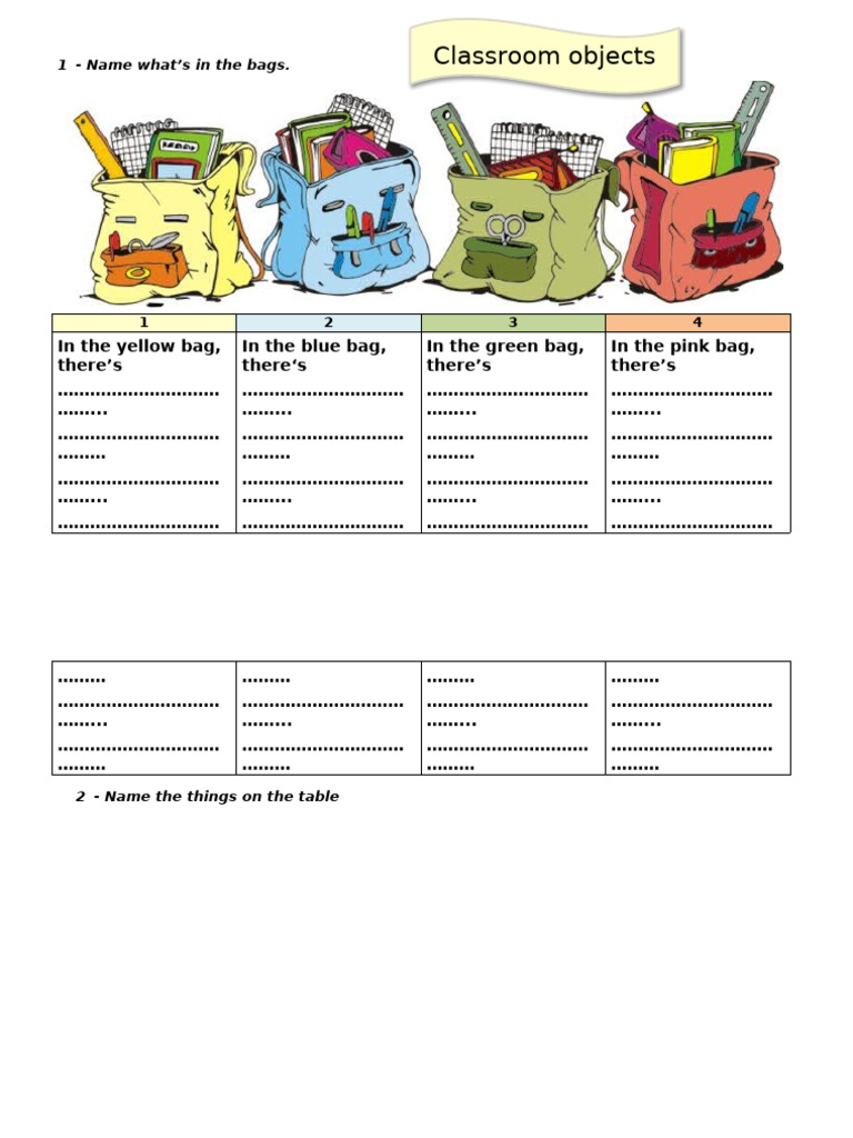 Classroom Objects Fun Activities Games Picture Description Exercises ...