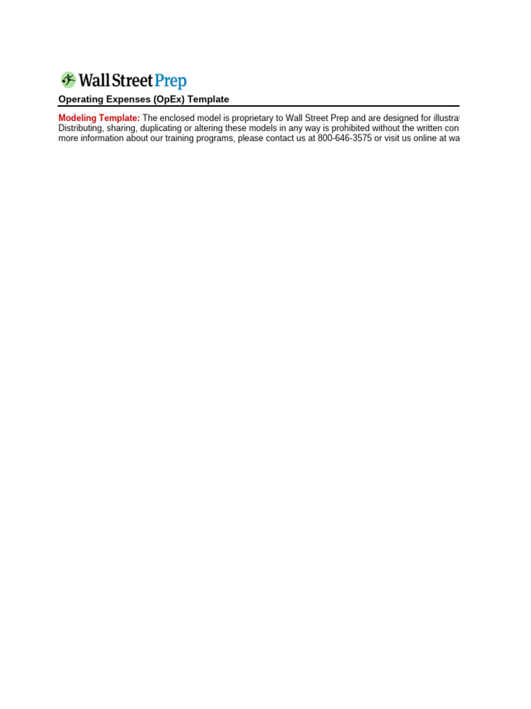 Operating Expenses (OpEx) Modeling Template | PDF