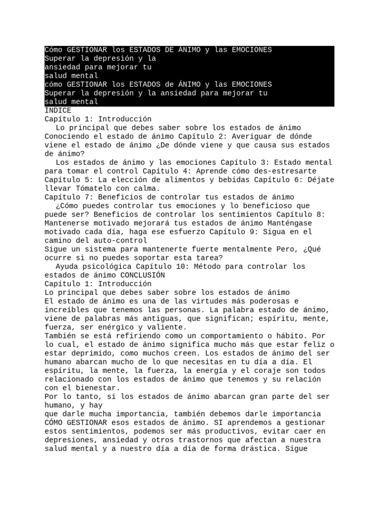 Anónimo. Cómo Gestionar Los Estados de Ánimo y Las Emociones | PDF ...