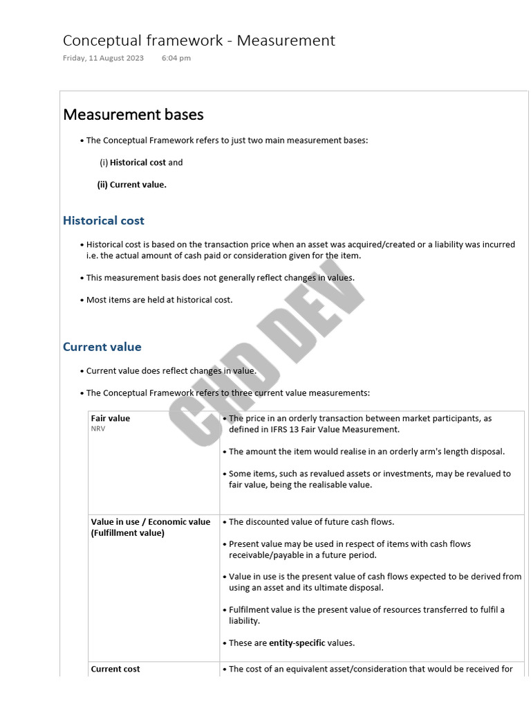 Measurement Bases in Accounting | PDF | Historical Cost | Fair Value