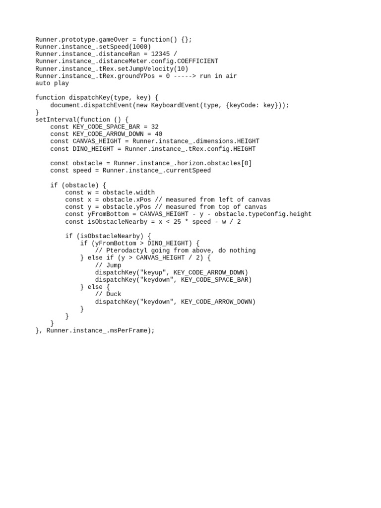 Dino Game Auto Jump and Duck Logic | PDF