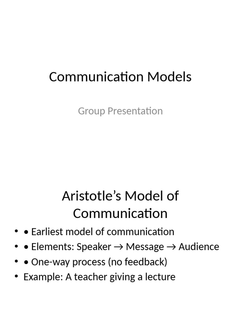 Communication Models Presentation 2 | PDF