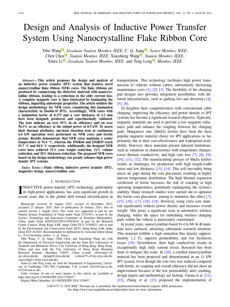Design and Analysis of Inductive Power Transfer System Using ...