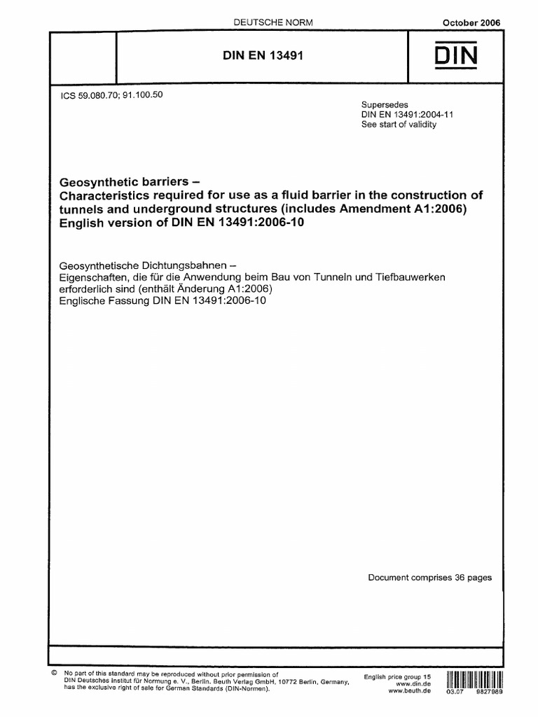 Din en 13491-2006 | PDF
