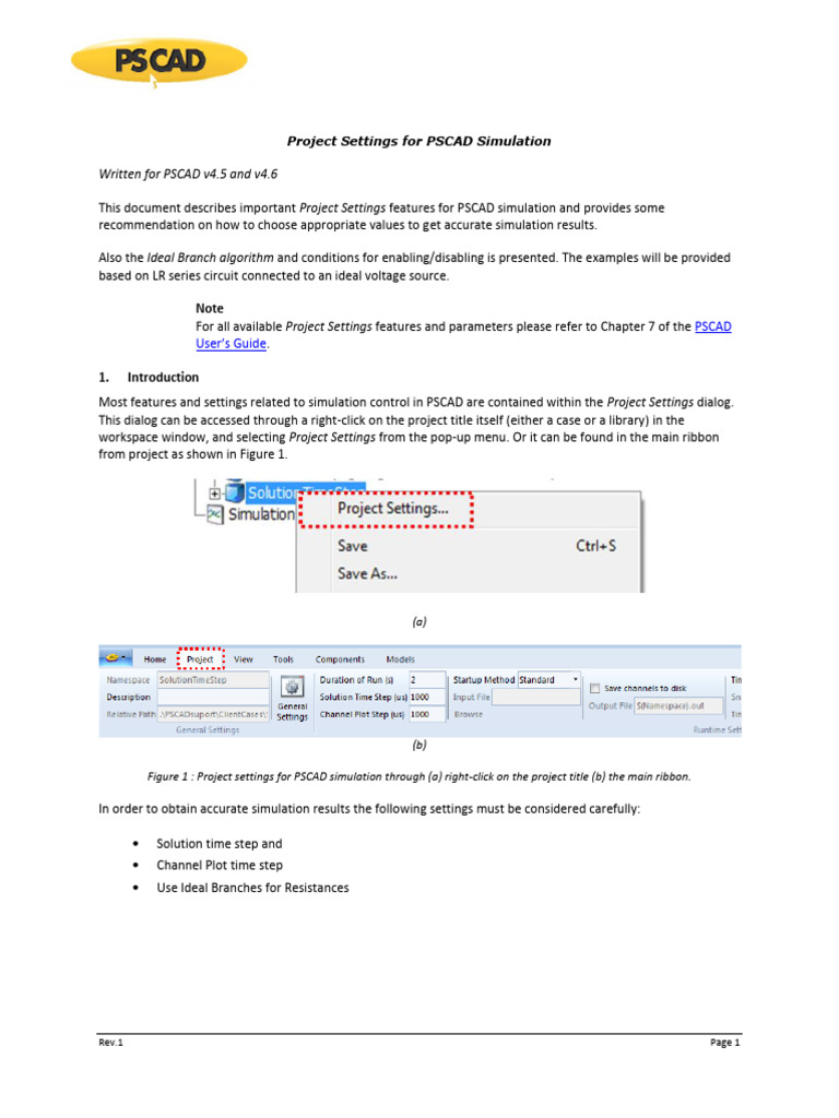PSCAD Simulation Project Settings Guide | PDF | Sampling (Signal ...