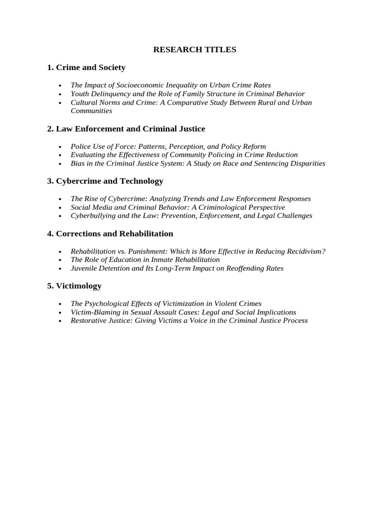 Research Titles on Crime and Justice | PDF