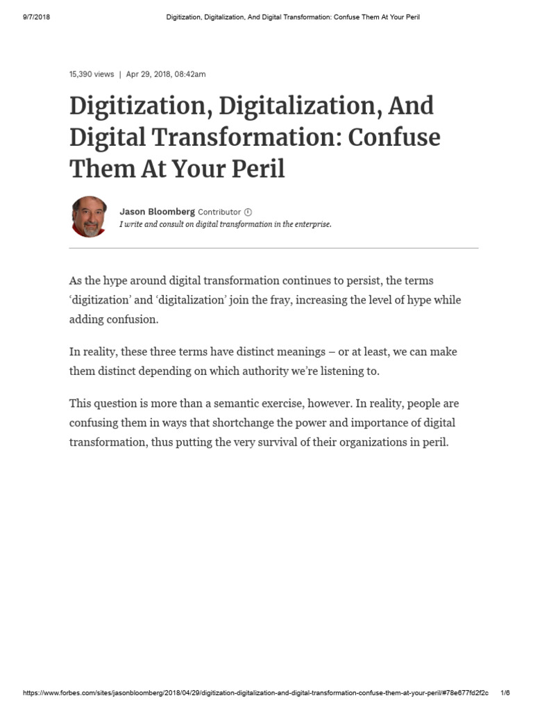 Digitization Digitalization and Digital Transformation Confusion | PDF ...