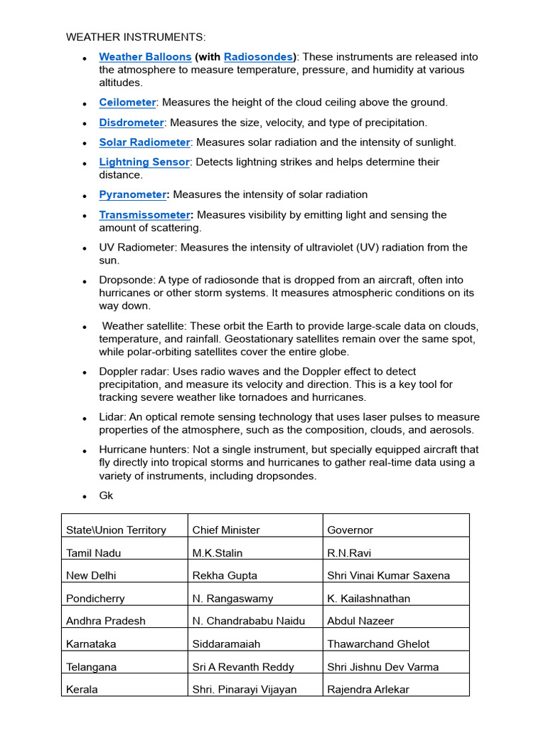 Essential Weather Instruments Explained | PDF | Sky | Meteorology