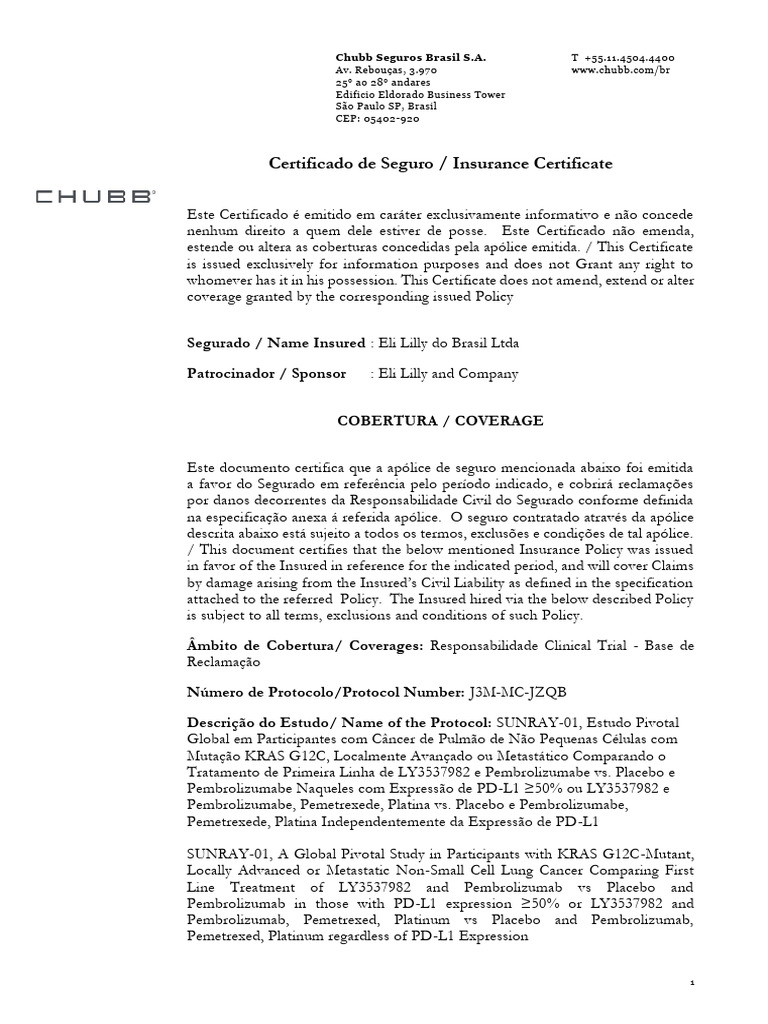 Clinical Trial Insurance Documentation VV-TMF-7246778 | PDF | Risco ...
