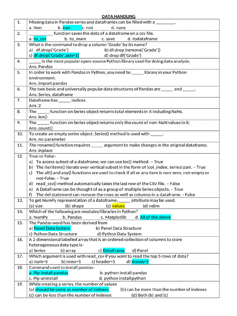 1 - Data Handling | PDF