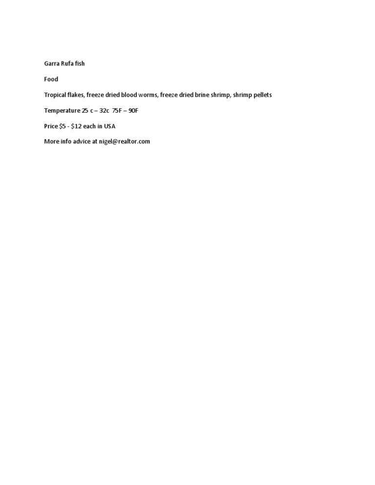 Garra Rufa Fish Care Guide | PDF | Cooking, Food & Wine